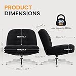 Criss Cross Chair no Wheels, Swivel Accent Chairs, Velvet Armless Wide Office Chair, Lazy Upholstered Cross Legged Sofa for Home, Living Room, Bedroom,Black - Image 3