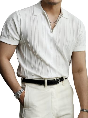 La mejor comparación de Prendas de punto para Hombre al mejor precio. 45 IEYGFAA Polo de Punto para Hombre, Camisa para Hombre, Polo de Manga Corta con Cremallera, Ligeras, Poliéster Suave, Transpirable Seco, con Cuello, Camisetas de Golf Casuales de...