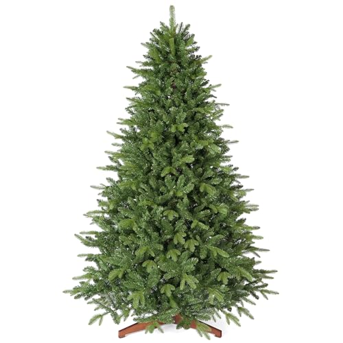 OasisCraft 180cm (6ft) Premium Artificial Christmas Tree - Realistic Xmas Tree with PE & PVC Needles, Dense Branches, Wooden Stand - Ideal for Home, Living Room Christmas Decorations