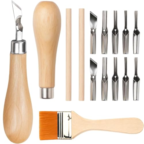 2 Set Lino Cutting Tools Linoleum Cutter Tools with 1 Cleaning Brush Cutting Printing Tool Kit for for Printmaking Sculpture and Handicrafts Printing Linocut Printmaking and Stamp