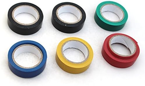 PVC Insulation Tape - 8m Long 6 Assorted Coloured Multi Use Tape Rolls