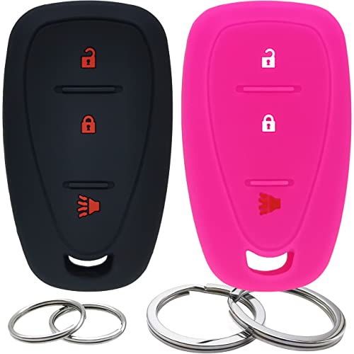 Image of 2Pcs Silicone 3 Buttons Key Fob Cover Remote Case Keyless Protector Compatible with Chevrolet Chevy, Wool Car Washing Gloves - Scratch-Free Wash Mitt Sponge for Car Wash