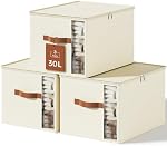 Boîtes de rangement avec cadres robustes, Boîte d'organisateur de vêtements en tissu pliable pour le déménagement, Cube de rangement en chaussette avec lis et fermeture à glissière, Sacs de stockage en lin pour les couvertures, vêtements, feuille