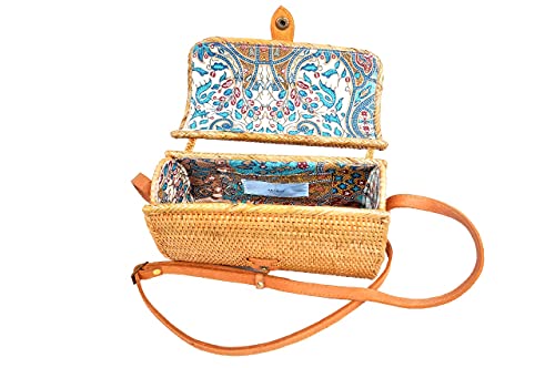 Generic Bali Rattan Bags for Women - Handmade Wicker Woven Purse Handbag with Leather Strap by ARAHAT Yellow - Image 5