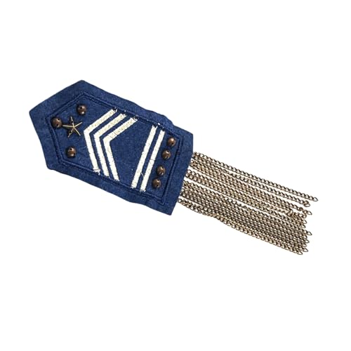 Cadena de metal con borlas multiusos con cuentas tachonadas para varias ocasiones, actuaciones en escenario, traje formal, charreteras con flecos, azul, 1 piece