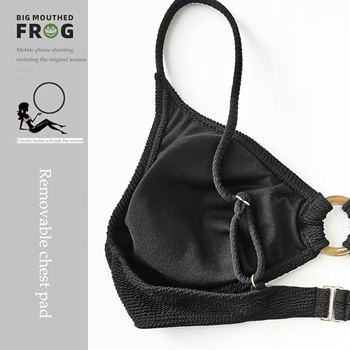Women's Sexy Bikini Set, Jade Ring Two-Piece Swimsuit with Removable Chest Pads & Textured Fabric, S-XL4