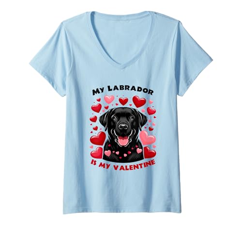 Donna Black Labrador Love: Il mio laboratorio è il mio compagno di San Valentino Maglietta con Collo a V