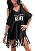 Rainlover Womens Letters Print Baggy Swimwear Bikini Cover-ups Beach Dress (BB-Black)