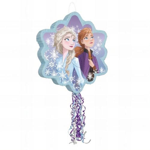 Reine des Neiges piñata à 2 cordes Elsa Anna flocon 66445