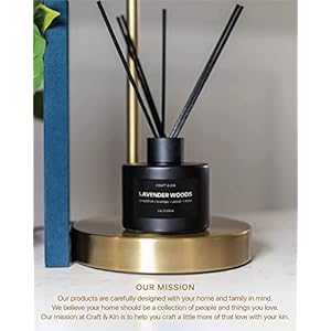 Craft & Kin Lavender Reed Diffuser | All Natural Essential Oil & Rattan Scent Sticks | Reed Diffusers for Home, Bathroom | Long Lasting Home Fragrance in Green Glass, 3.4oz Craft Kin Lavender Reed Diffuser All Natural Essential Oil Rattan Scent Sticks Reed Diffusers for Home Bathroom Long Lasting Home Fragrance in Green Glass 34oz