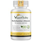 Vegan Vitality Multivitamins & Minerals for Women and Men with High Strength Vitamin B12, D3 & K2. 180 Vegan Multivitamin Tablets - 6 Months Supply. Vitamins for Vegans. Women Multivitamin