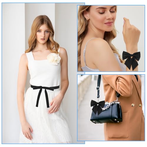 DOPENSPI 2 Stück Schwarz Fliege für Frauen, Fliege Verstellbare Bow Tie Vorgebundene Bowknot Schleife für Uniform Hemden Uniformen Rollenspiel