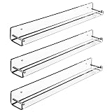AMT 3 Pack Acrylic Floating Shelves, 15 L x 1.8 W, Clear Bathroom Wall Shelf, Bookshelves, Invisible
