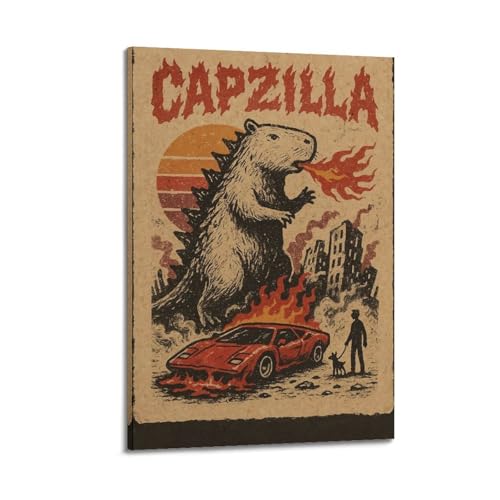 Poster capybara dessin vintage décoration murale salon
