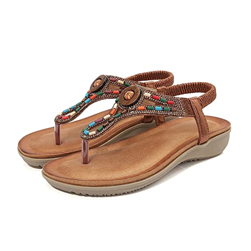 Women Sandals Wedge Sandals Elegant Comfort Ankle Strap Flip Flops Platform Sandals Date Summer Fashion Sandals Bronze #TOP5