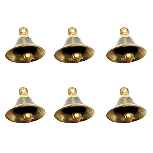 UAPAN Brass Pooja Bell with J Hook (Pack of 6, 1 inch)