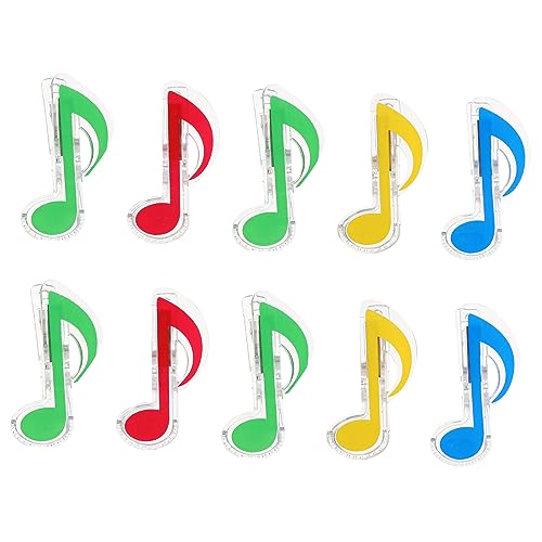 Milisten 10Pcs Music Note Clips Practical Sheet Music Holders Sturdy Piano Score Clamps for Musicians Colorful Book Clamps
