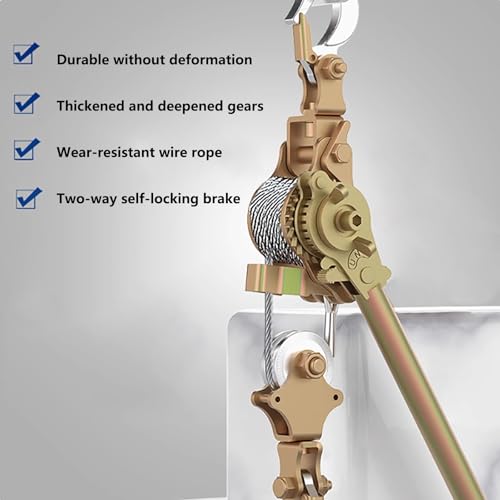 Manual Winch con Freno Bidireccional y Ganchos Doble 3T miniatura 3