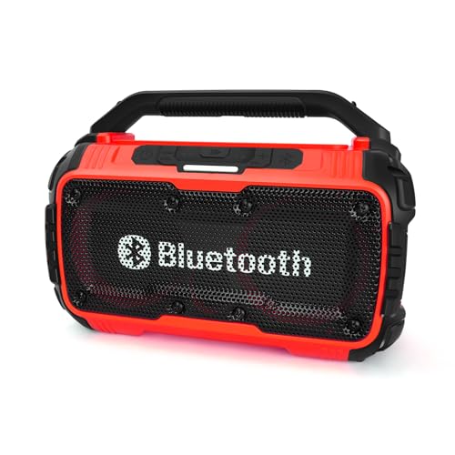 Rueqior Bluetooth Speaker Compatible with Milwaukee 18V Battery, Speaker Bluetooth with Phone Holder Included, Jobsite Home Party Outdoor Speaker(No Battery)