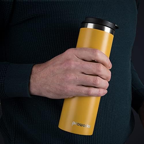 Proworks Travel Mug, 500ml BPA-Free Leakproof Stainless Steel Flasks for Hot and Cold Drinks  Ideal Coffee Mug  Reusable Coffee Cup, Vacuum Insulated Flask - Mellow Yellow