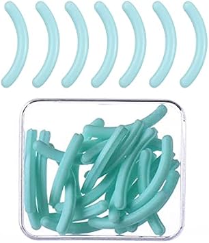 Eyelash Curler Refill Pads, 24 Pack Silicone Replacement Refills Eye Lash Rubber Curler Pads for Universal Eyelash Curler with a Clear Storage Box Cosmetic Accessory, Mint Green ECP-01