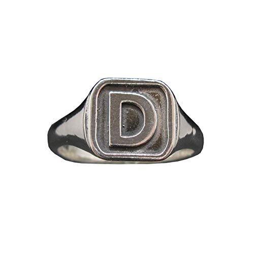 Bague en argent massif 925 lettre D à la finition haut de gamme