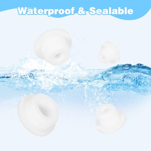 Image of JIEYAO 24 Pcs Silicone Bathtub Jet Covers, 4 Size Silicone Hole Plug, Waterproof White Tube Plugs T Type Rubber Stoppers Pipe Tube Inserts Fit for 12mm 14mm 16mm 22-23mm Bathtub Hole