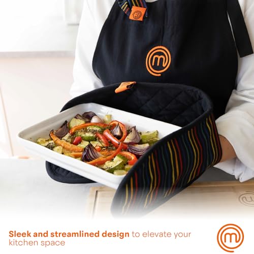 MasterChef Oven Gloves Heat Resistant, Double Oven Gloves Made from Cotton with Official Show Logo & Hanging Loop, Attached Oven Mitts, Machine Washable, Heat Proof Pot Holders for the Kitchen, Vivid - Image 3
