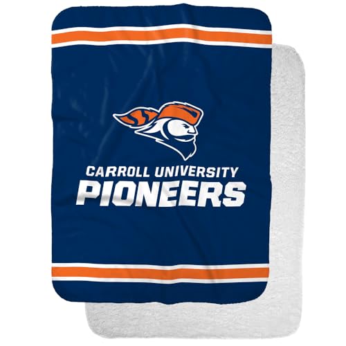 Carroll University Pioneers Primary Logo Stripes Sherpa Blanket, Warm Soft Cozy 30"X40"