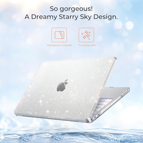 Image of EooCoo Compatible with Apple 2026 MacBook Neo Case 13 inch Mac Laptop A3404 A18 Pro Chip & 13 inch Liquid Retina Display, Sparkly Transparent Hard Shell Cover, Plastic Snap-on Skin - Glitter Crystal Clear