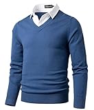 pull pour chemise homme Tous assortis --- Le pull-over habillé pour homme est facile à assortir. Ce pull classique et ajusté peut être porté seul en automne ou sous un blazer en hiver pour vous garder au chaud. Vous pouvez également l'associer à une chemise habillée pour avoir l'air d'un gentleman.