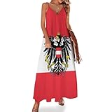 KAOEOSI Austrian Coat of Arms Eagle Flag Women's Ankle Length Dress Summer Maxi Long Dresses Sleeveless Strap Sundress S