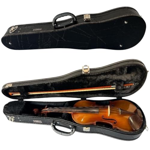 Leilo Case Estojo Hard Case para Violino 4/4, Couro Ecológico Texturizado, Interior em Pelúcia e Espuma, Profissional Artesanal Super Luxo (Preto)