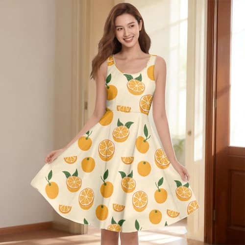 Image of Women's Casual Loose Sundress Midi Sleeveless Crewneck Dress Summer Beach Tank Dress with Pockets