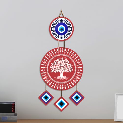 Image of Artvibes Tree of Life Evil Eye Wall Hanging for Home Entrance Decor | Nazar Battu Protection Hanging for Living Room Bedroom Office | Vastu Positive Energy MDF Decorative Gift (WH 85122N)