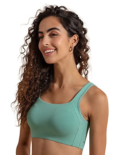 Image of NYKD NYB158 Non Wired & Full Coverage Square Neckline Slip On Bra for Women | Breathable Cotton Stretch Fabric with Disappearing Neckline & Visible Side Shaper Panel | Ideal for Everyday Wear
