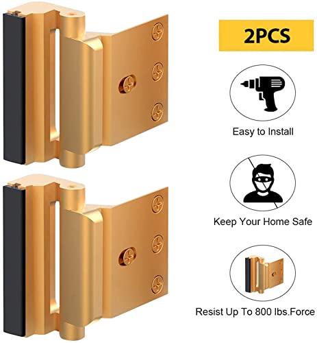 Serrure de porte verrou de renforcement Defender Hardware couleur or 2pcs