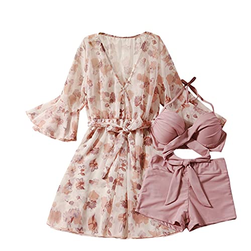 Maillot de bain trois pièces sexy pour femme ronde avec jupe de plage et soutien-gorge froncé