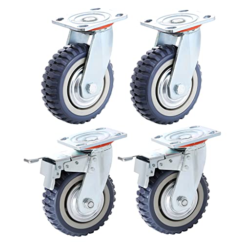 Chrov LH-122301 6 Inch Heavy Duty Plate Casters Wheels Set Of 4 Swivel Casters 1322Lbs Smooth Silent 360 Degree Rotation Ball Bearing  cover