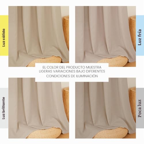 Miniatura 5 de Pony Dance Cortinas Salon Modernas 2 Piezas, Visillos Semi Translucidas De Lino Rusticos Con Fruncidas Para Dormtiorio Matrimonio Comedor Puerta,140x245cm,Caqui