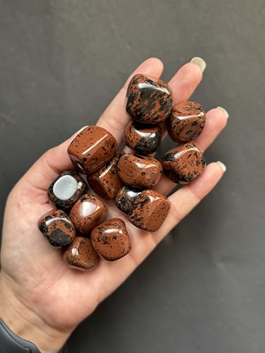 Image of Tumbled Stones, Natural Crystal Healing Stones, Home Office Decor, Aquarium Decorative Pebbles, Vase Fillers (Mahogany Obsidian, 50)