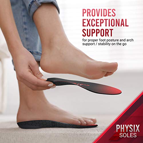 Image of Physix Gear Sport Full Length Orthotic Insoles with Arch Support - Best Shock Absorption & Cushioning for Plantar Fasciitis, Running, Flat Feet, Heel Spurs, Foot & Heel Pain - For Men & Women (L)