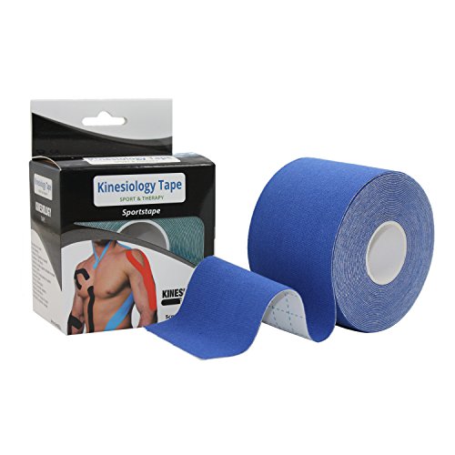 STpro Kinesiology Tape Vendaje De Colores 5cm x 5m,Azul oscuro,1 Rollo