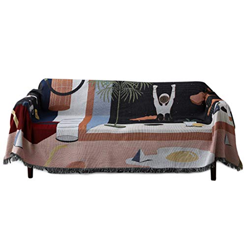 Nati Manta para Sofá con Borlas, Manta Colcha Multiusos para Sofá, Tejido de Punto Manta Suave para Sofá Cama Cubresofa Cubrecama con Patrones Hermosas Decoración para Hogar #2 L 130 * 160cm