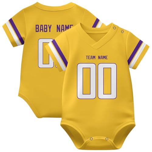 Image of KREDE Baby Clothes Unisex Bodysuit Jersey Style Custom Name Number for Baby Boys