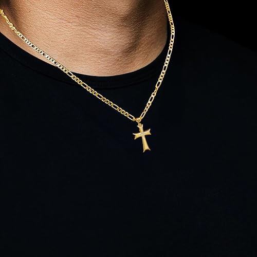Cross Necklace 14K Gold Cross Necklace for Men Cubic Zirconia Center Mariner Gold Chain Necklaces for Mens Dainty Pendant 20/22/24in4