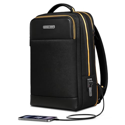 Image of Nu Republic Triphop Backpack for Men Women Office Casual 18-inch Laptop Bag Water-Resistant Multi-Pockets Sleek Smart College Backpack with Dual USB Port (Black)