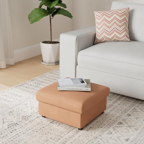 Image of Aart Store Wooden Leatherate Footstool for Living Room Furniture Footrest for Office Home Decor - Tan