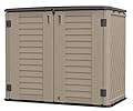 KINYING Outdoor Storage Shed - Horizontal Storage Cabinet Waterproof for Garden, Patio, Backyard, Storage Box for Easy Storage of Garbage Cans, Tools, Lawn Mower, 35 Cubic Feet,Dark Brown