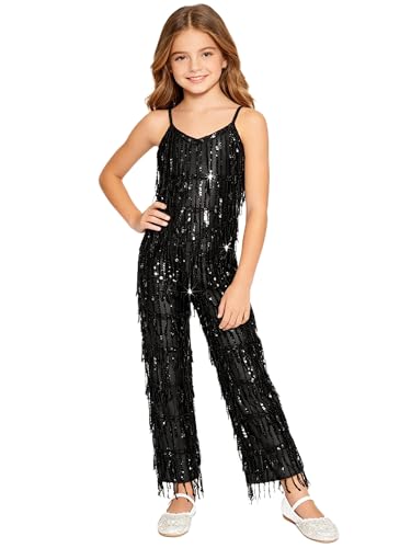Combinaison de danse latino filles unitard de scène avec paillettes et jumpsuit disco enfant